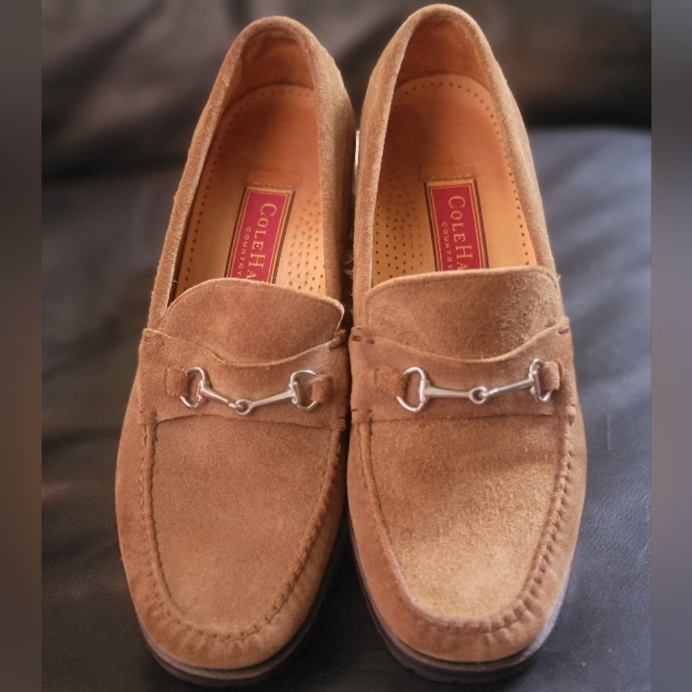 8 1/2 Cole Hann Suede Handsewn Brown Loafers Brazil Tan Beige Flats
